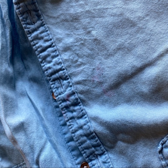 Chambray Button Up Top with Floral Embroidery - Picture 6 of 6